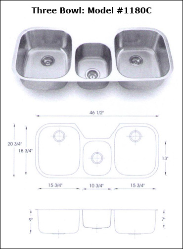 three bowl sink houston